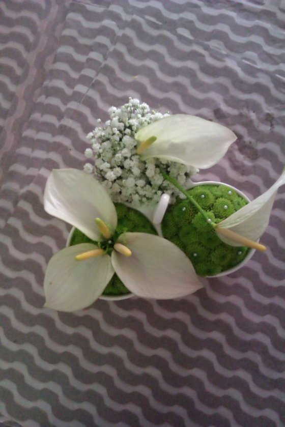 Vypichovaná - chryzantéma, anturie, gypsophyla